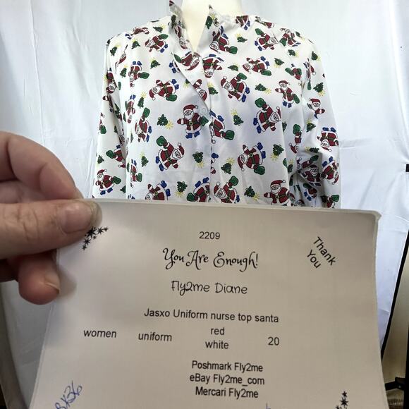 Jasco Uniform size 20 Santa Long sleeve Scrub nurse top vet tec holiday - Picture 11 of 11